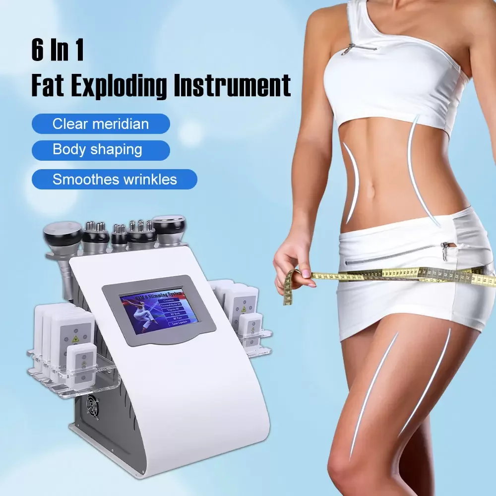 

6 in1 RF Ultrasonic Slimming Cavitation Vacuum lipoLaser Radio Frequency 40K Lipo Liposuction for Spa Fat Burner Slimming Device