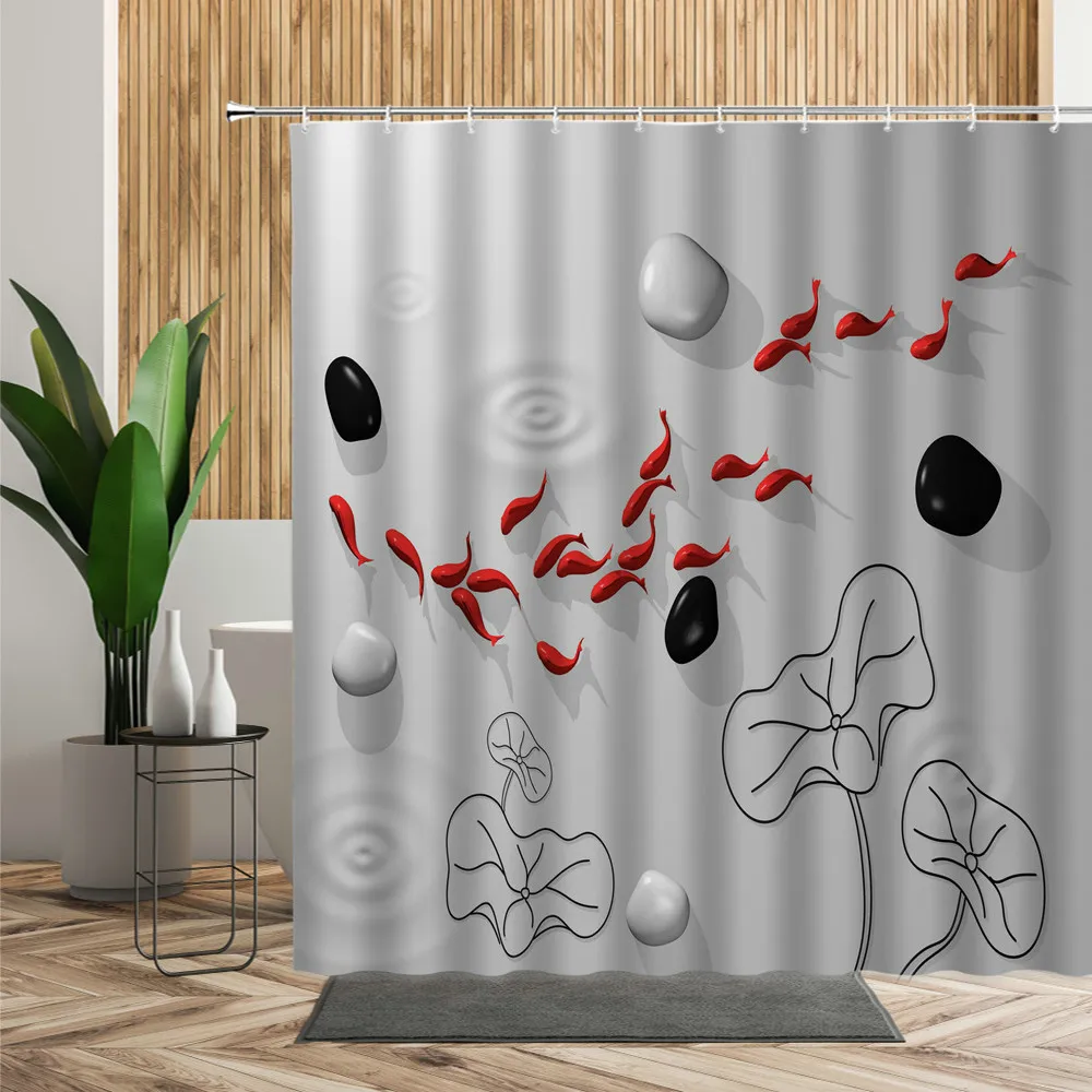 

Водонепроницаемая занавеска для душа, 3d-занавеска из черного дзен-камня, аксессуары для ванной комнаты, домашний декор, с крючками, экран для ванны