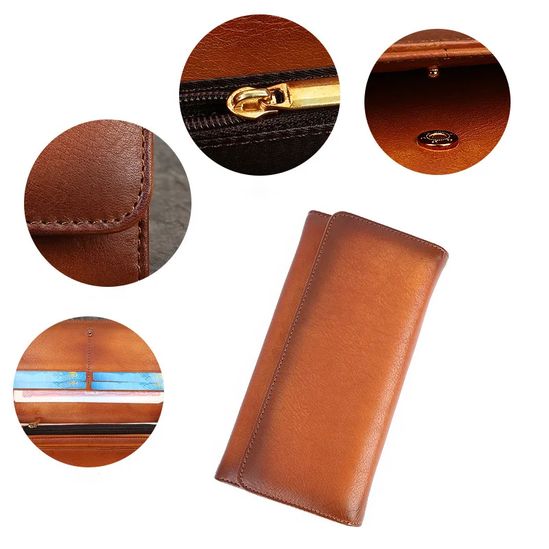 Timeless Ladies Leather Wallet - First Layer Cowhide, Multifunctional Features for Everyday Use