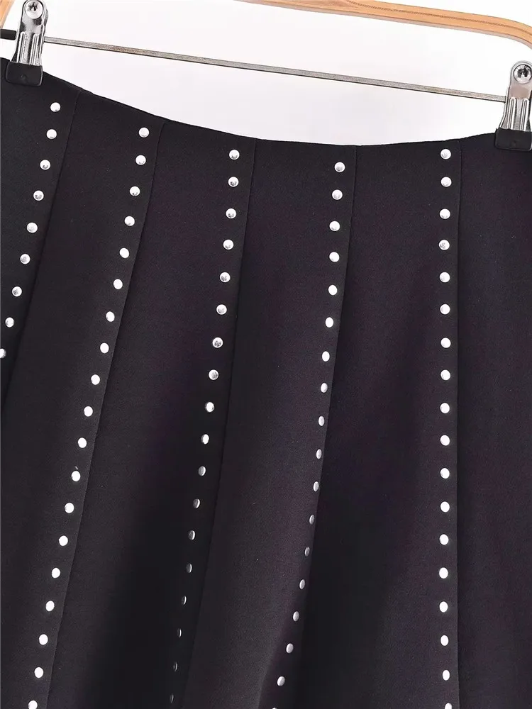 Юбка-мини женская плиссированная с завышенной талией и шипами - купить по