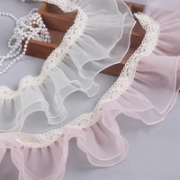 soft pleated ruffle double organza tulle lace kids collar sleeve puffy cake dress home textile storage basket trim decoration