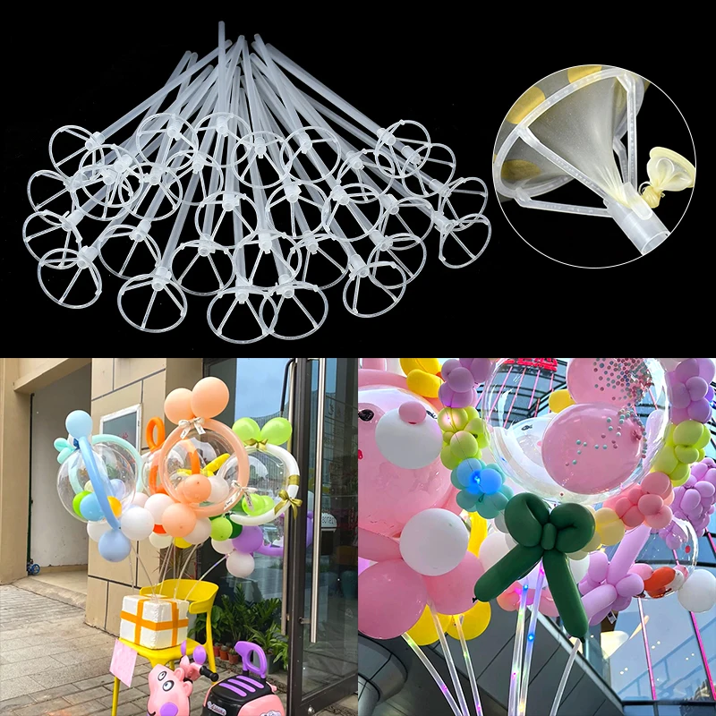 

20Pcs Latex Balloon Stick Clear Plastic Inflatable Balls Holder Balloon Accessories Kids Toy Wedding Birthday Party Decoration