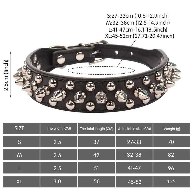 Anti-Bite Spiked Studded Pet Dog Collar PU Leather For Dogs Sport Padded Bulldog Pug Puppy Big Dog Collars Pets Supplies images - 6