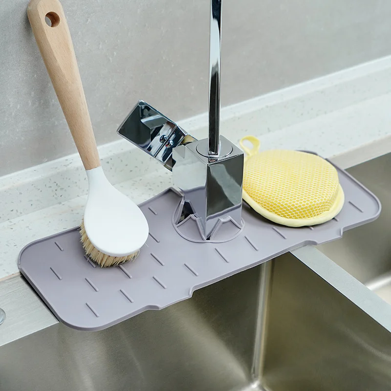 

Kitchen Sink Organizer Rack with Silicone Draining Tray Kitchen Storage Organizer Item Home Gadgets Drain Basket Rack