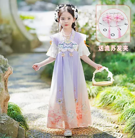 

Детская Традиционная китайская народная одежда Hanfu танцевальная одежда династии Хань для девочек сказочная женская одежда Восточная детская одежда Hanfu