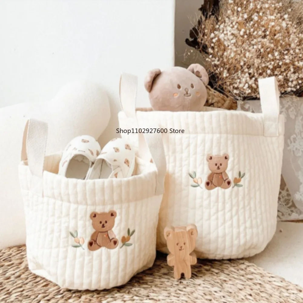 Бежевая хлопковая вышивка детские подгузники тканевая сумка для игрушек