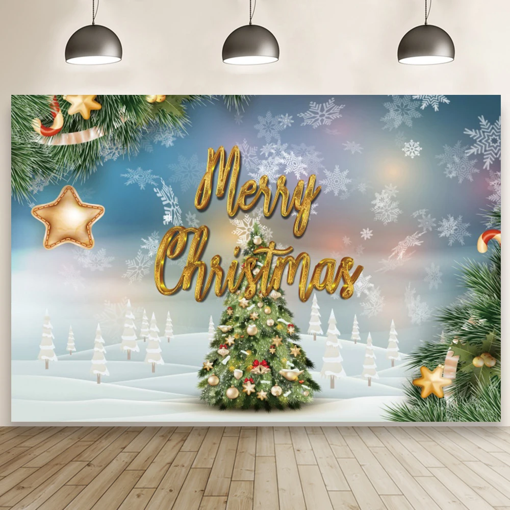 

Merry Christmas Snow Backdrops Family Winter Silent Night Party Studio Photography Backgrounds Home Tree Decoration Poster