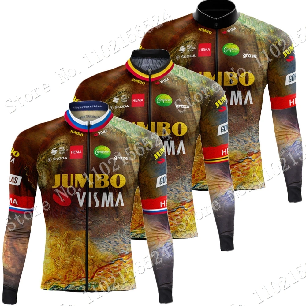 

Jumbo Visma 2022 Team France Tour Cycling Jersey Long Sleeve Clothing Race Road Bike Shirts Bicycle Tops MTB Uniform Maillot