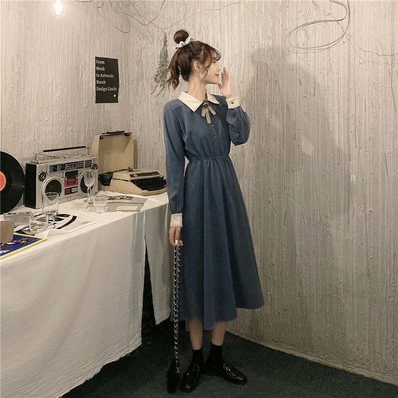 Женская блузка с имитацией двух предметов длинная юбка воротником Питер Пэн для