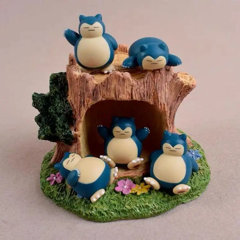 

5/set 4Cm Pokemon Snorlax Small Tree Stump Lawn Cartoon Kawaii Anime Peripherals Ornaments Collect Model Child Birthday Present
