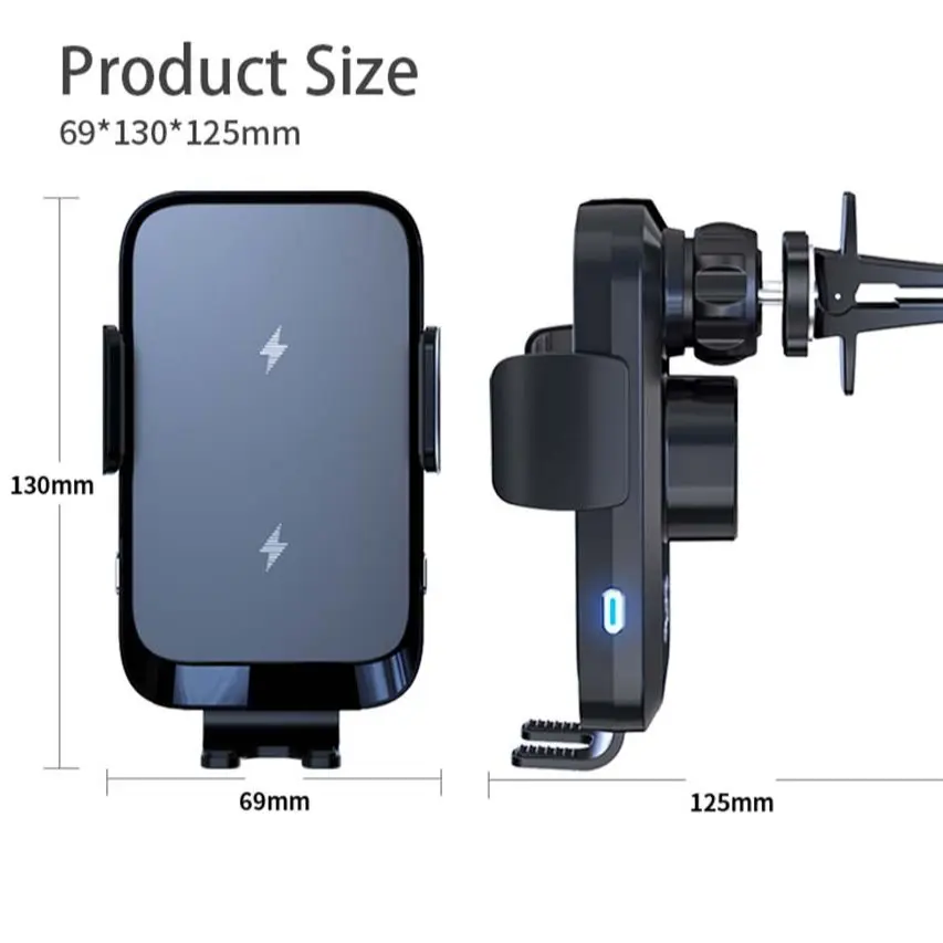 Dual Coils Wireless Car Charger Holder Cell Phone Mount Smart Sensor QI 15W Fast Charging for Samsung z flip 3 4 iPhone 14 13 12