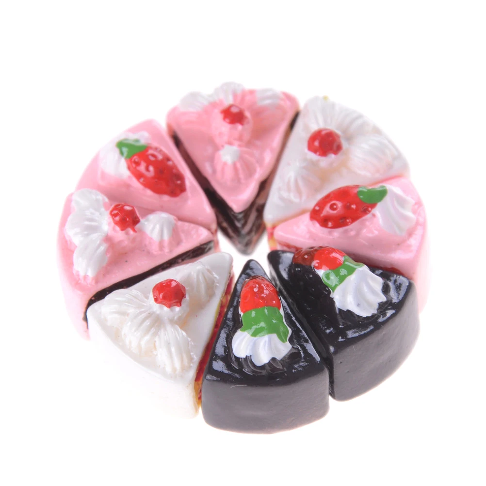 

Mini Strawberry Cake Figurine Cabochon Toys Kitchen Toys Kitchen Food Cakes 1/12Dollhouse Miniature Diy Home Decoration 2pcs
