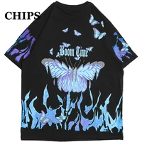 chios summer men harajuku shirts hip hop tee tops hipster butterfly graphic t shirts short sleeve summer oversize shirt y2k male