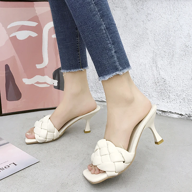 

2022 New Women Brand Summer Slides High Quality Weave Open Toe Flat Casual Slipper Leisure Sandal Female Beach Flip Flops