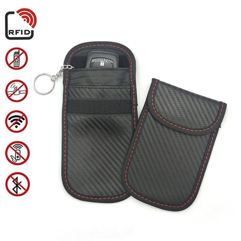 

Car Key Signal Blocker Case Faraday Cage Fob Pouch Keyless RFID Blocking Pouch Case For Car Key Storage Bag