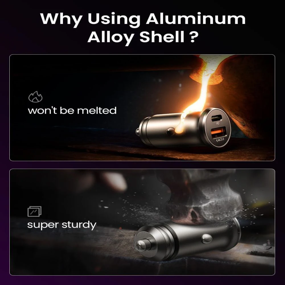 Автомобильное зарядное устройство с двумя портами USB C 48 Вт адаптер питания для