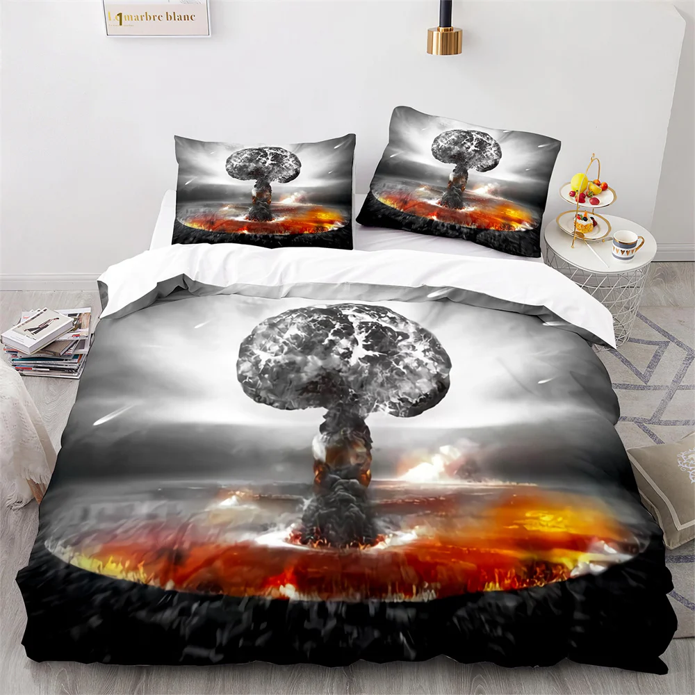 

Explode Duvet Cover Orange Firework Shaped Pattern Disaster Theme King Queen Size for Kid Boy Girl Adults for Bedroom Decoration