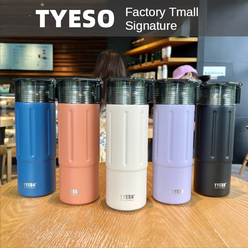

TYESO 304 Stainless Steel Vacuum Insulated Water Bottle with Handle, Large Capacity Sports Flask, Thermal Flask and Thermos