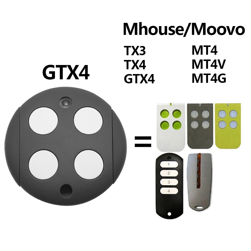 

NEW MOOVO MT4 MT4G MT4V Garage Door Remote Control Gate Myhouse MHOUSE TX4 TX3 GTX4 GTX4C 433.92MHz Garage Door Opener