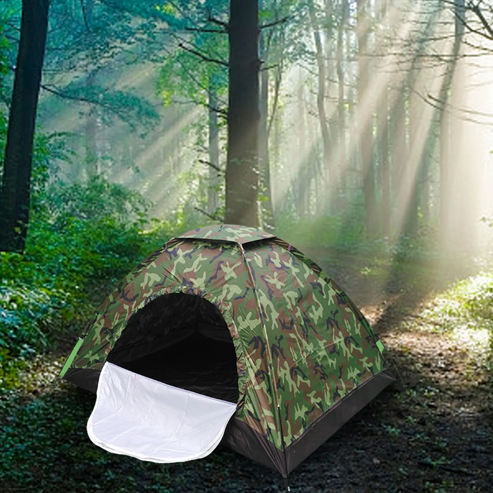

Single-Layer Camping Camouflage Tent Outdoor Easy Setup Manual Family Travel TentLightweight Camping Tent For Outdoors