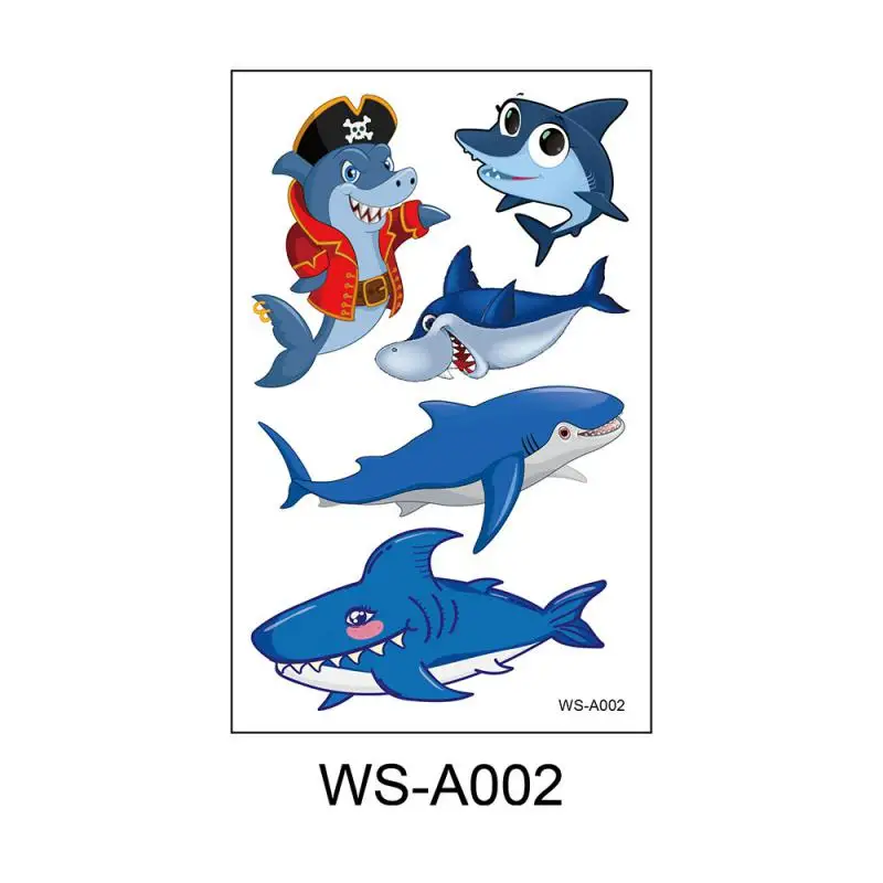 

1 Sheet Kids Tattoo Sticker Animals Cartoon Tattoo Shark For Children On Face Arm Body Waterproof Temporary Tattoo For Kids Gift