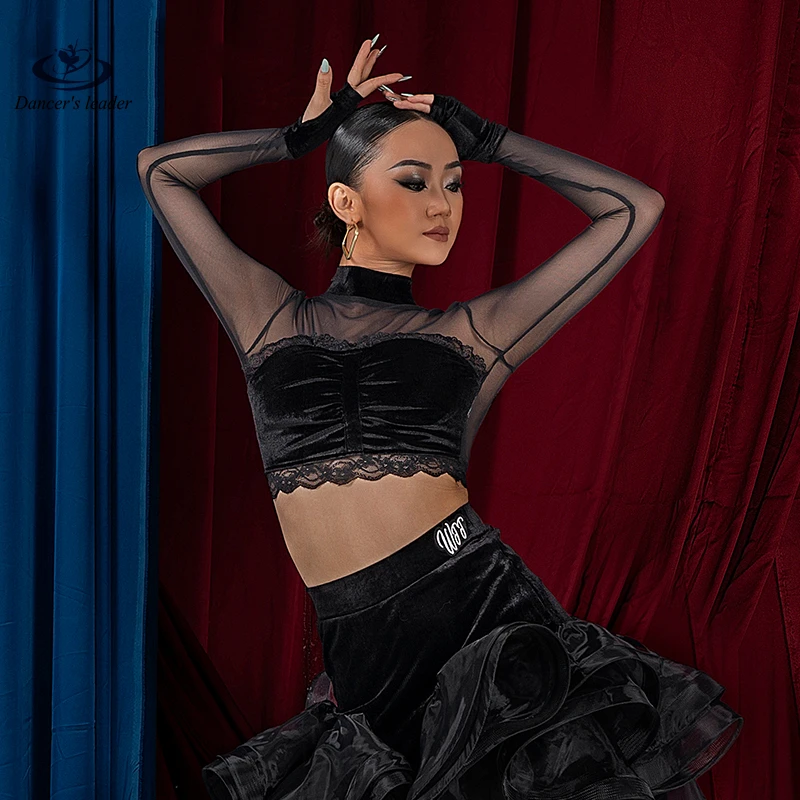 Костюм для латинских танцев женский высококачественный бархатный