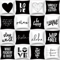 black and white english sentence square home decorative pillow cover cushion cover anime body pillow case designer pillow case