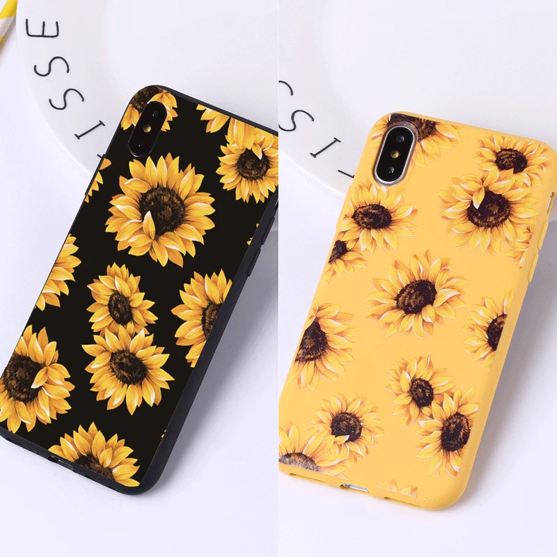 

Silicone anti-drop soft phone case For OPPO A72 2020 A53S A33 A92 Realme C1 C2 C11 C15 Sunflower Pattern Clear Phone Back Cover