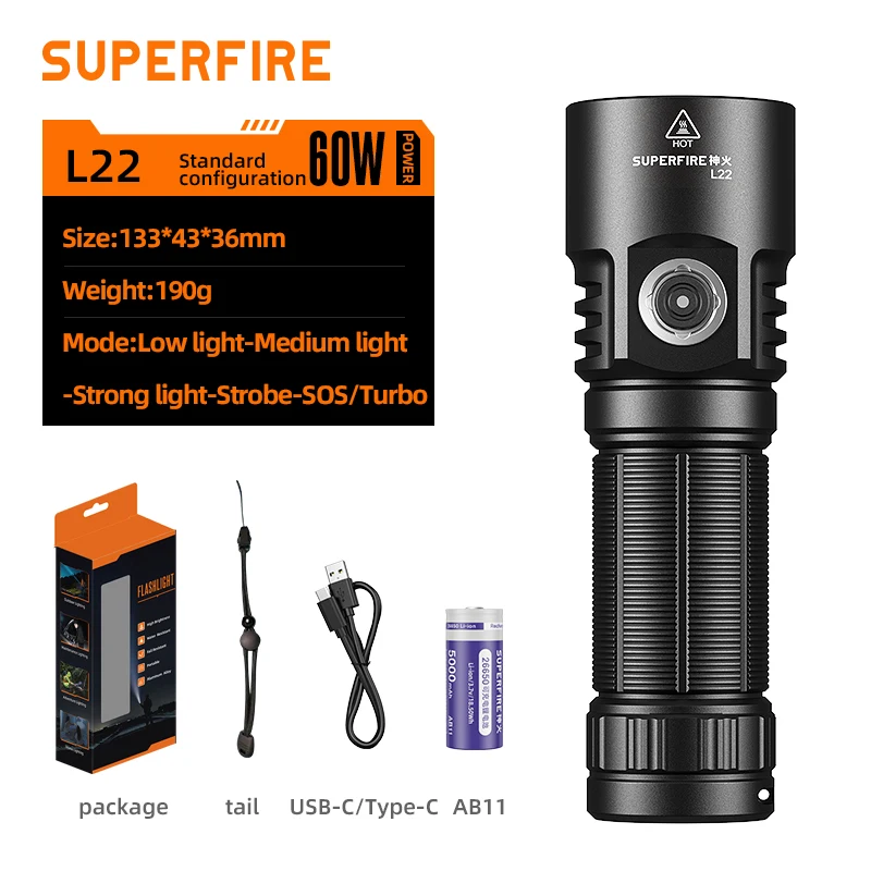 

SUPERFIRE L22 фонарик 5000 люмен