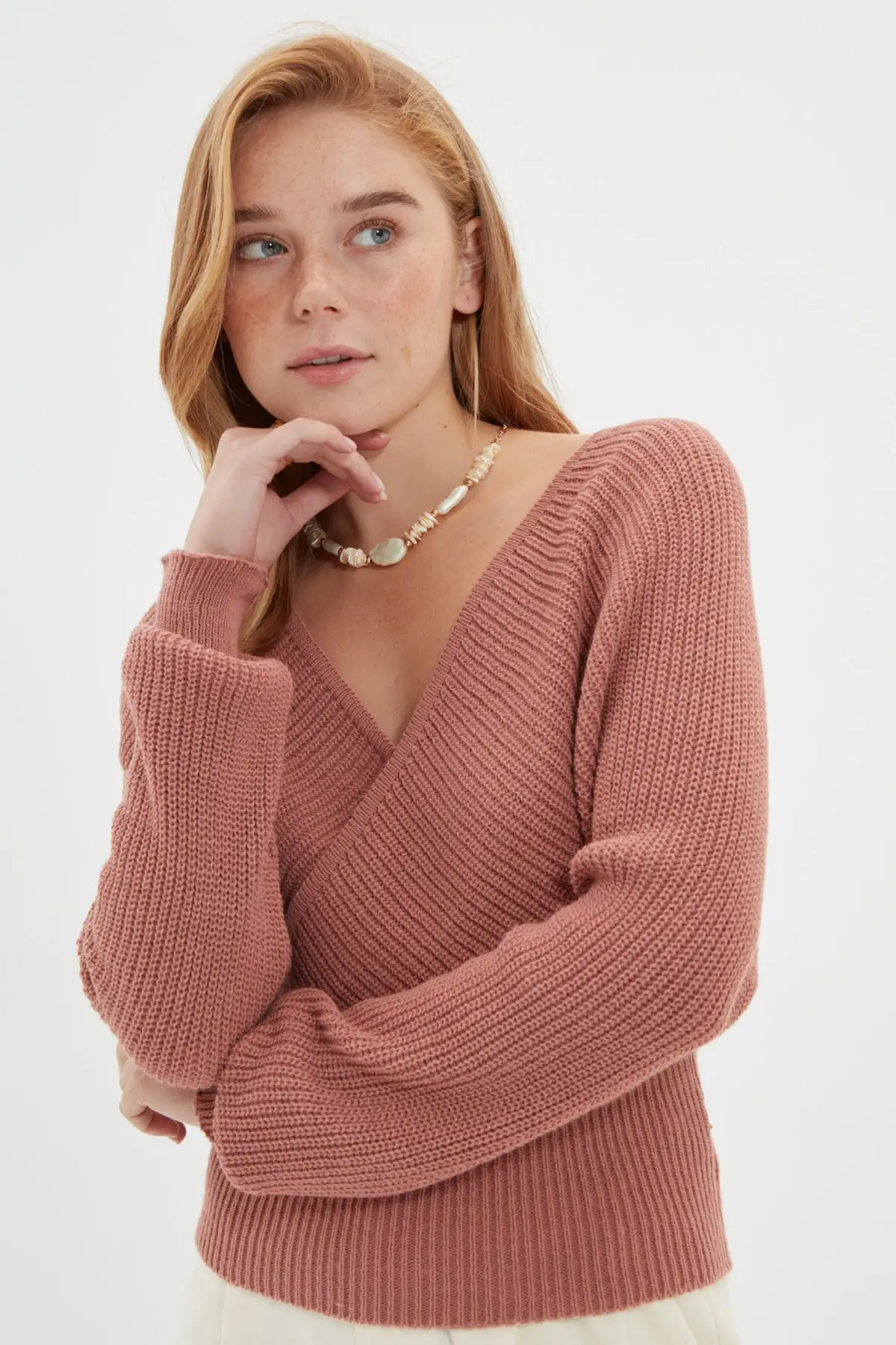

Color Rose Double Breasted Collar Knitwear Sweater