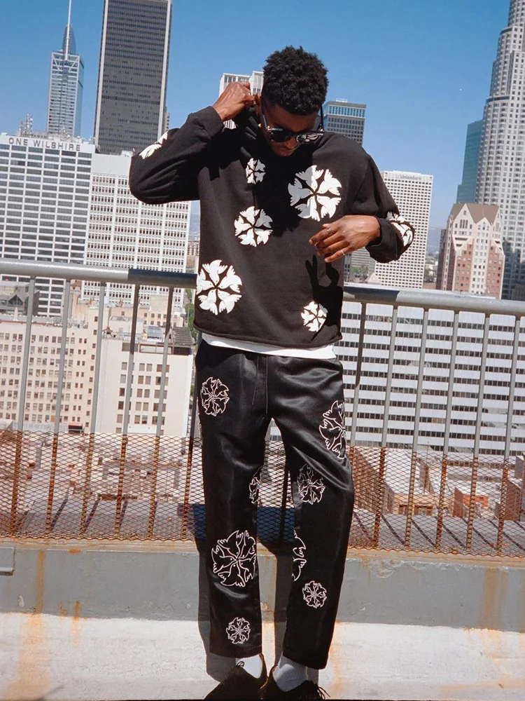 Свободный свитшот готический модный костюм с принтом из пенопласта Мужской и