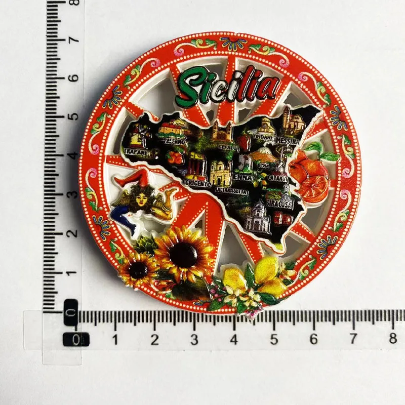 Карта дисков Сицилия 3D стерео наклейка на холодильник сувениры для путешествий
