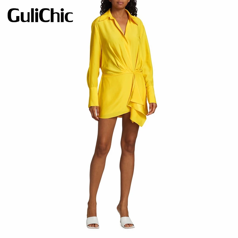 

Женское модное однотонное платье-рубашка с длинным рукавом и V-образным вырезом, 7,11