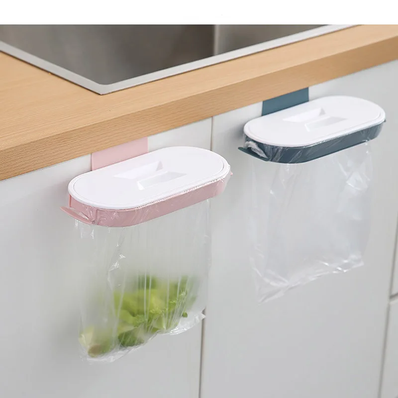 

Portable Plastic Garbage Hanging Bag Kitchen Trash Storage Rack Bag Hook Scouring Pad Dry Shelf Holder Kitchen Organzier