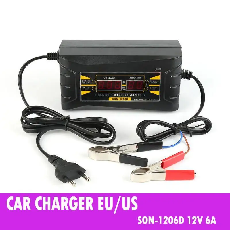 

Автомобильное зарядное устройство 12 В 6 А, интеллектуальный дисплей, полностью автоматическое автомобильное умное зарядное устройство для ...
