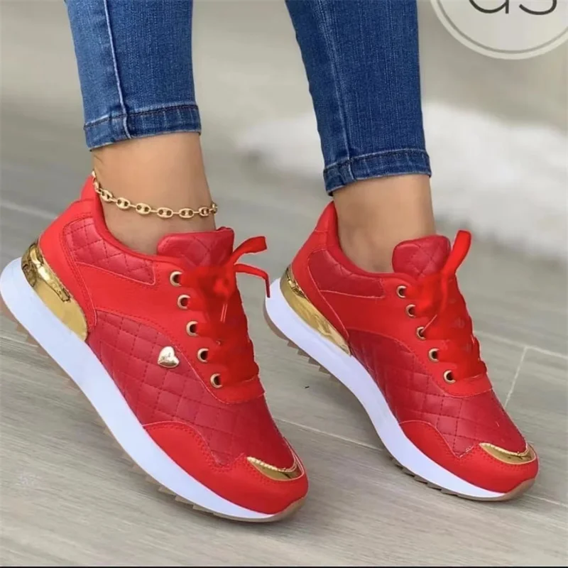 2023 Women Sneakers Platform Shoes PU Leather Patchwork Casual Sport Shoes Ladies Outdoor Running Walking Shoes  Womens Shoes