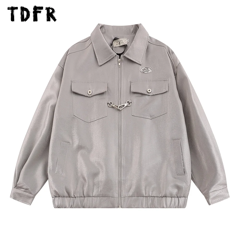 

Куртка мужская с декоративными пуговицами, Повседневная Уличная одежда с отложным воротником и карманами, мужская верхняя одежда с длинным рукавом, Осень-зима