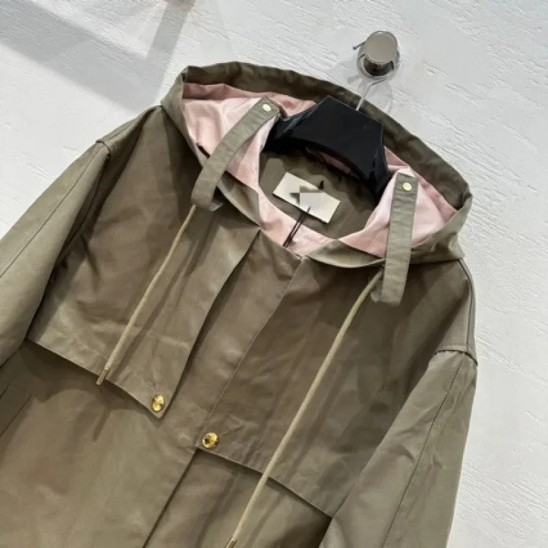 2024 осенняя модная длинная ветровка с капюшоном женская одежда элегантная