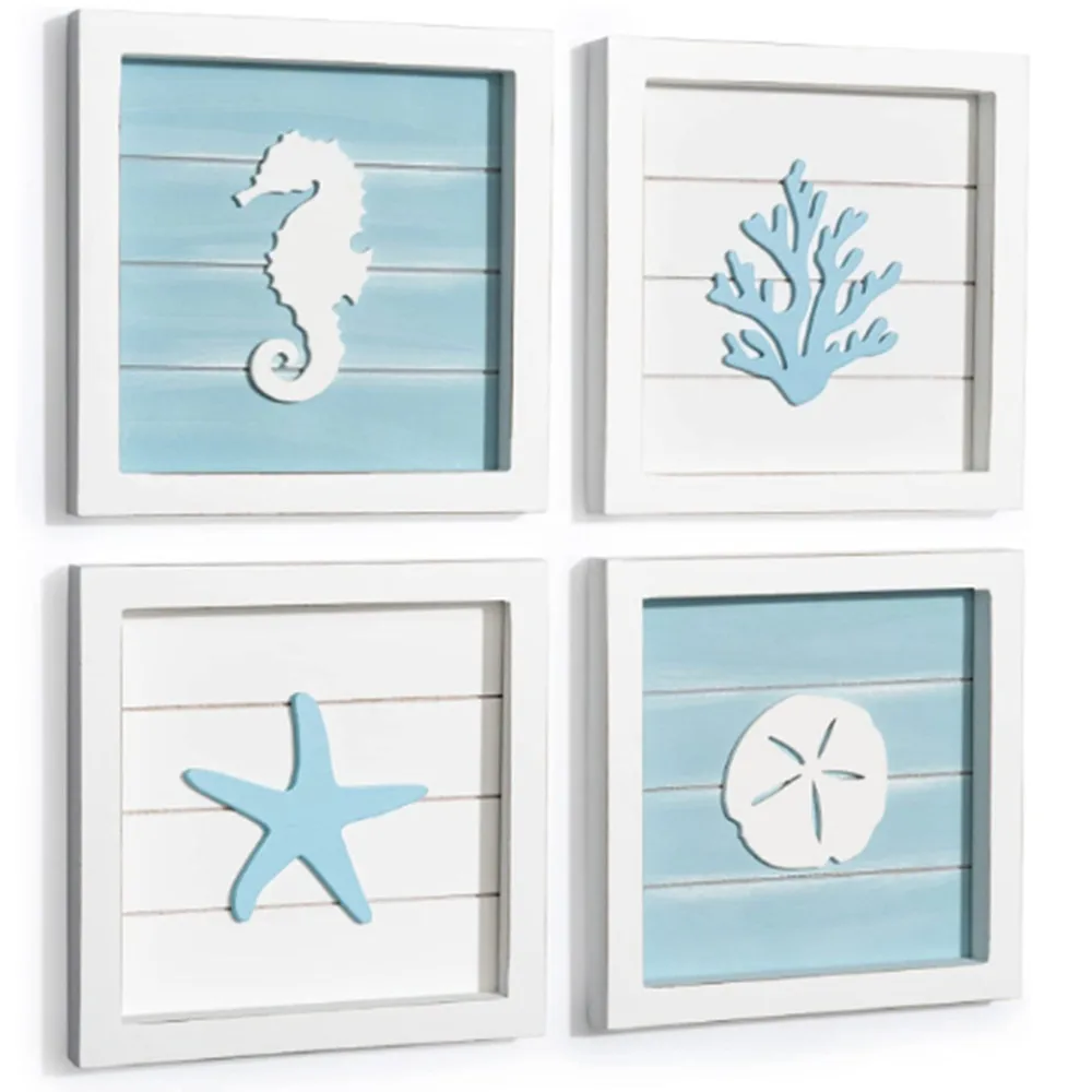 

Seashells Wall Art Rustic Beach House Bedroom Wall Decor Ocean Theme Beach Bathroom Decor Art Ornament Ocean Home Decor