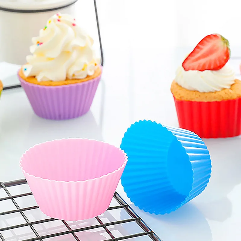 4Pcs/Set 9cm Silicone Muffin Cup Cake Mold Colorful Caliber Steamed Rice Round DIY Baking Kitchen Accessories Tool | Дом и сад