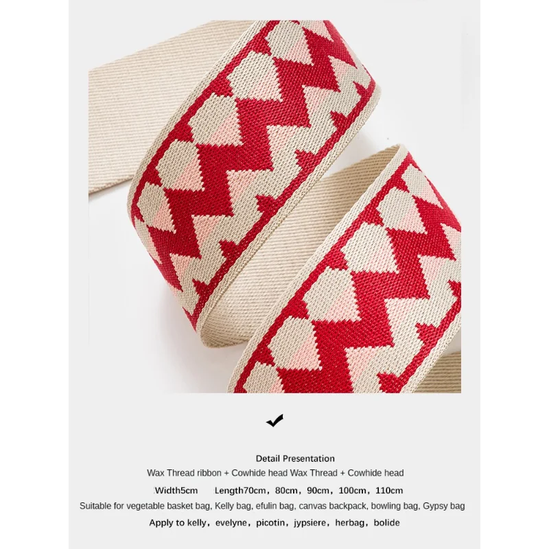 Bag Strap Luxury Gold Buckle Silver Buckle Wide Canvas Shoulder Strap Colorful Woven Web Leather Leather Accessories