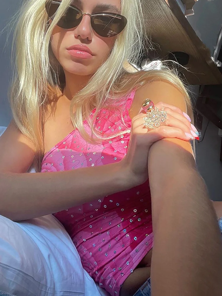 Женский укороченный топ на одно плечо ALLNeon Y2K винтажный Топ с цветочным принтом и