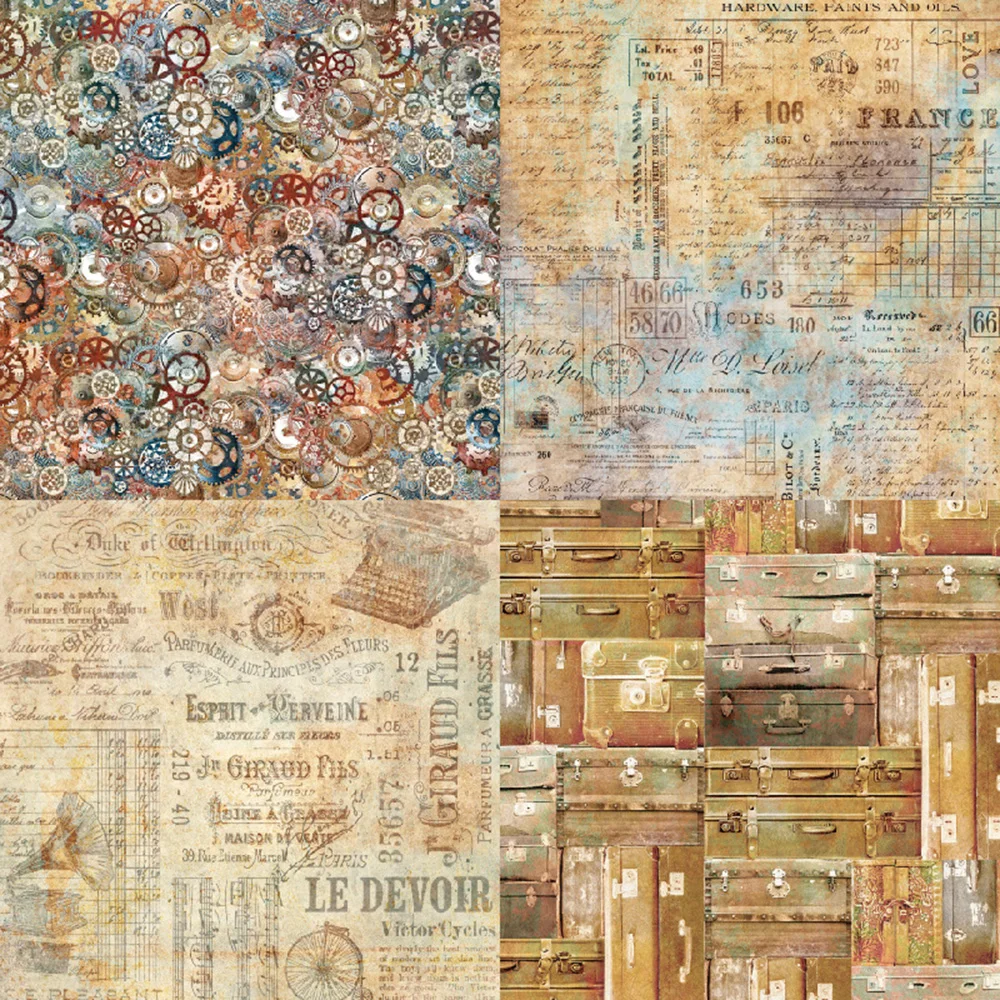 

12 Sheets 6 Inches Retro Style Scrapbooking Material Hand Account Background Paper Diy Album Scrapbook Papers