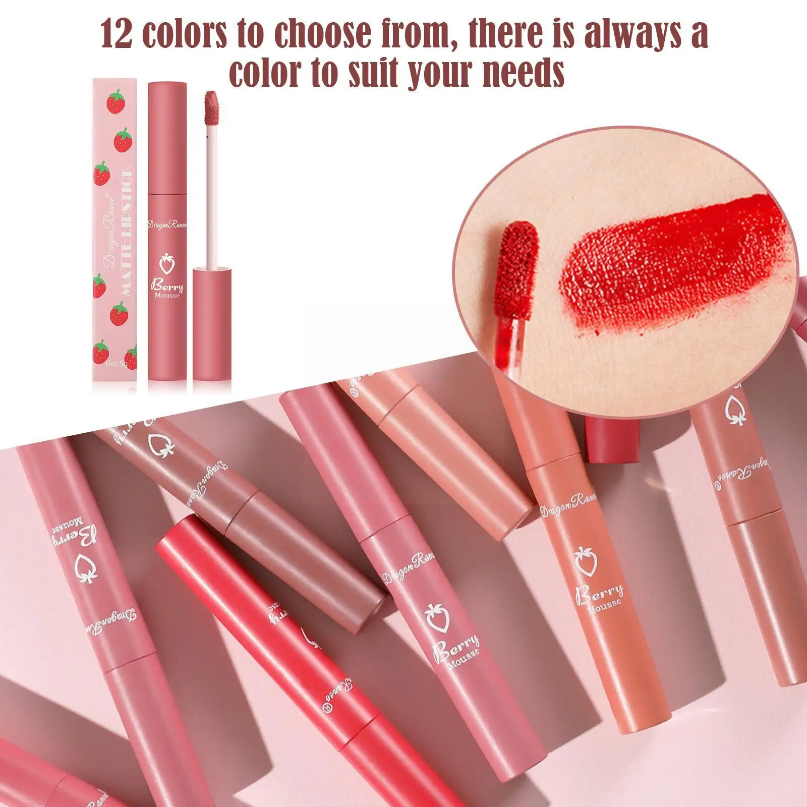 

12 Colors Matte Velvet Lip Glaze Lipgloss Cheap Lipstick Nude Sexy Gloss Color Lasting Makeup Cosmetic Lip Long Makeup Lip Q5r2