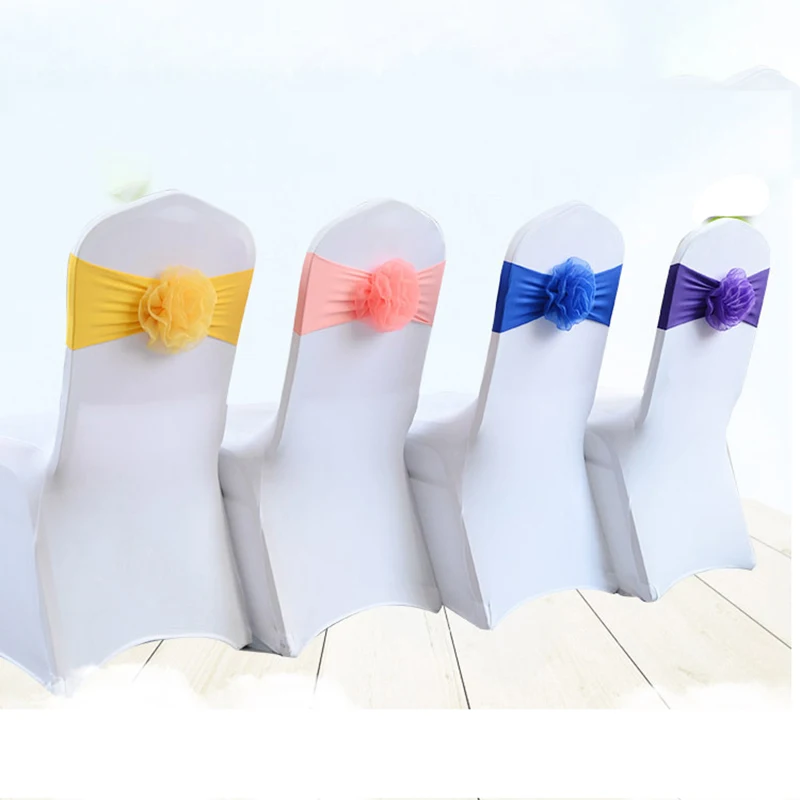 Sashes Chair Spandex Bands Bows Tie For Wedding Banquet Birt