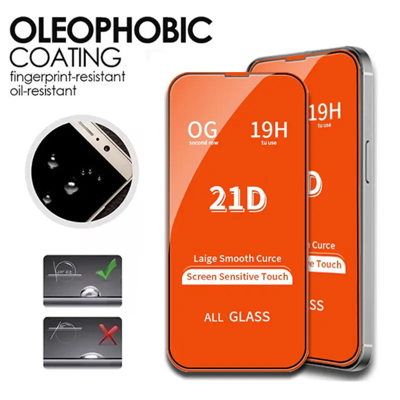 20PCS 21D HD Screen Protector 9H for iPhone 14 for iPhone 13 12 11 Pro Max Glass Tampered Screen Protector