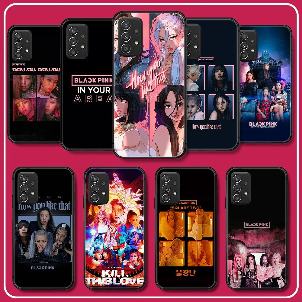 Черный силиконовый чехол Kpop Pinks для Samsung Galaxy Note A 10 12 13 32 33 50 51 52 53 S 10 20 21 22 23 FE Plus, Ультратонкий чехол