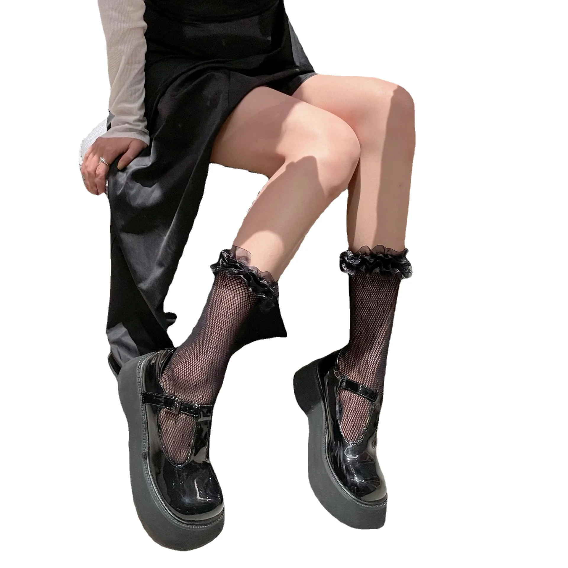 New Multilayer Yarn Lace Lace Water Jade Diandian Socks In Tube Socks Wear Boots Socks Spice Sweet Cool Reactor Socks