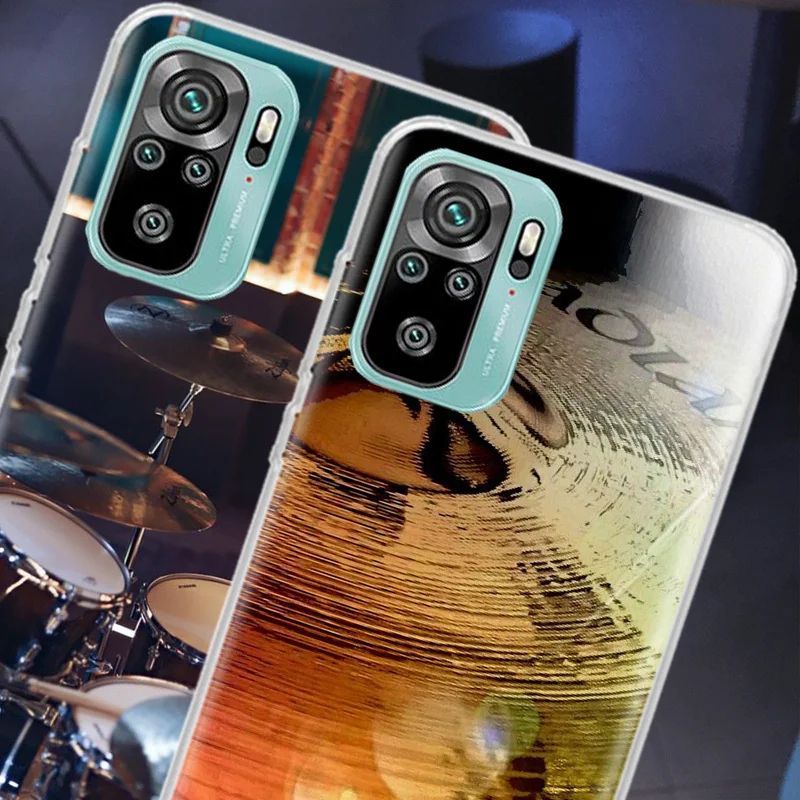 Musical Instrument Drum rock Phone Case For Xiaomi Poco X6 X5 X4 F4 GT X3 NFC F6 Pro 5G M5 M5S M4 M3 Mi F5 F3 F2 F1 Clear Cover