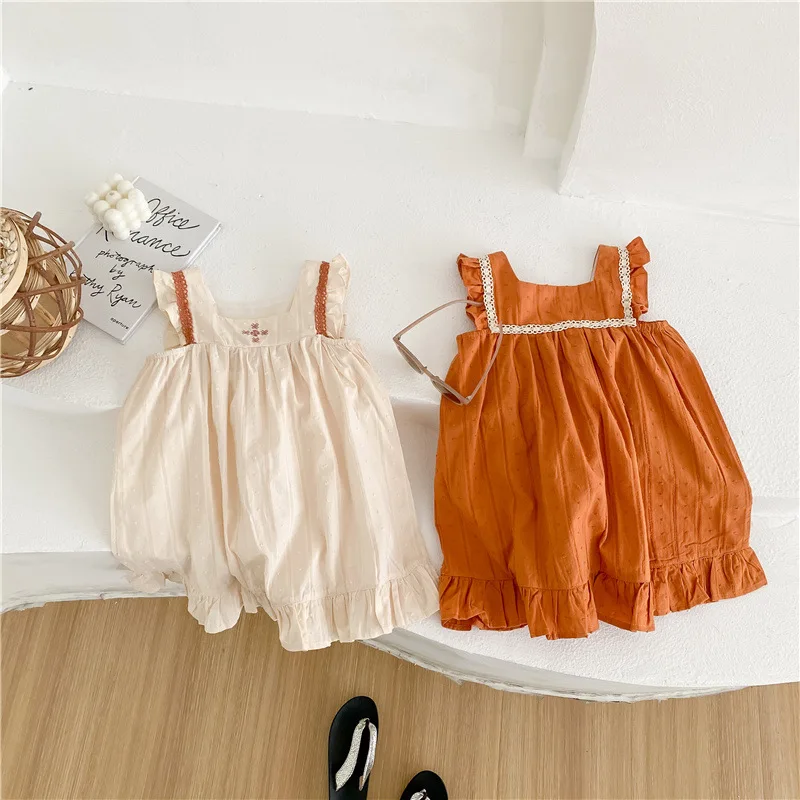 

Летнее платье для девочек, новинка 2023, детские платья принцессы с цветочной вышивкой, тонкие удобные мягкие хлопковые кружевные платья без рукавов